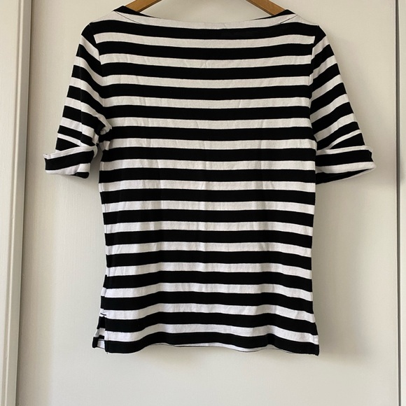 Lauren Ralph Lauren Black and White Stripped Shortsleeved Top, Size M - Picture 3 of 10